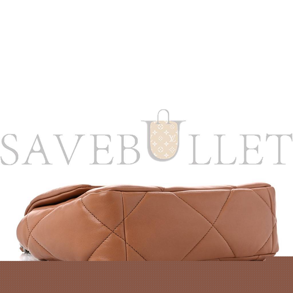 Ch*el master lambskin quilted medium Ch*el 19 flap brown as1160 (26*16*9cm)